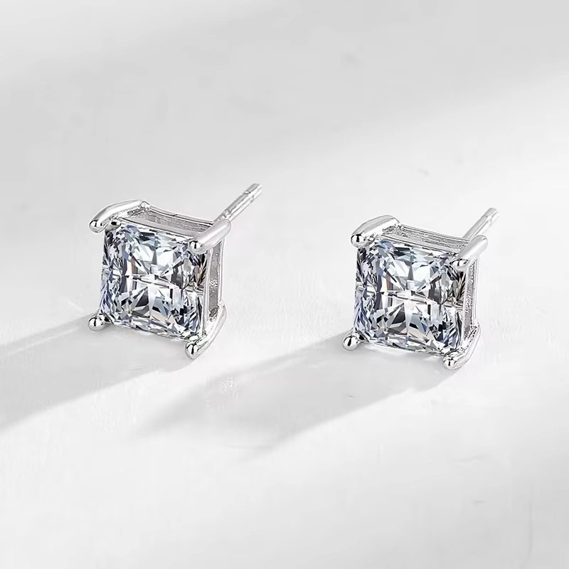 Boucles D'Oreilles Pour Femmes En Moissanite S925 De Forme Géométrique, Collection Luxueuse h5Image2
