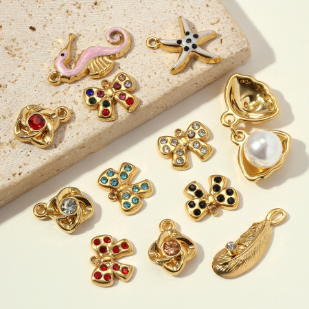 Pendentifs pour femmes en acier inoxydable étanches, motif nœud papillon fleuri, collection romantique 2