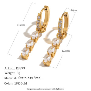 Boucles D'Oreilles Pendantes Pour Femmes, En Acier Inoxydable Étanche, Couleur Or, Avec Zircon. h5