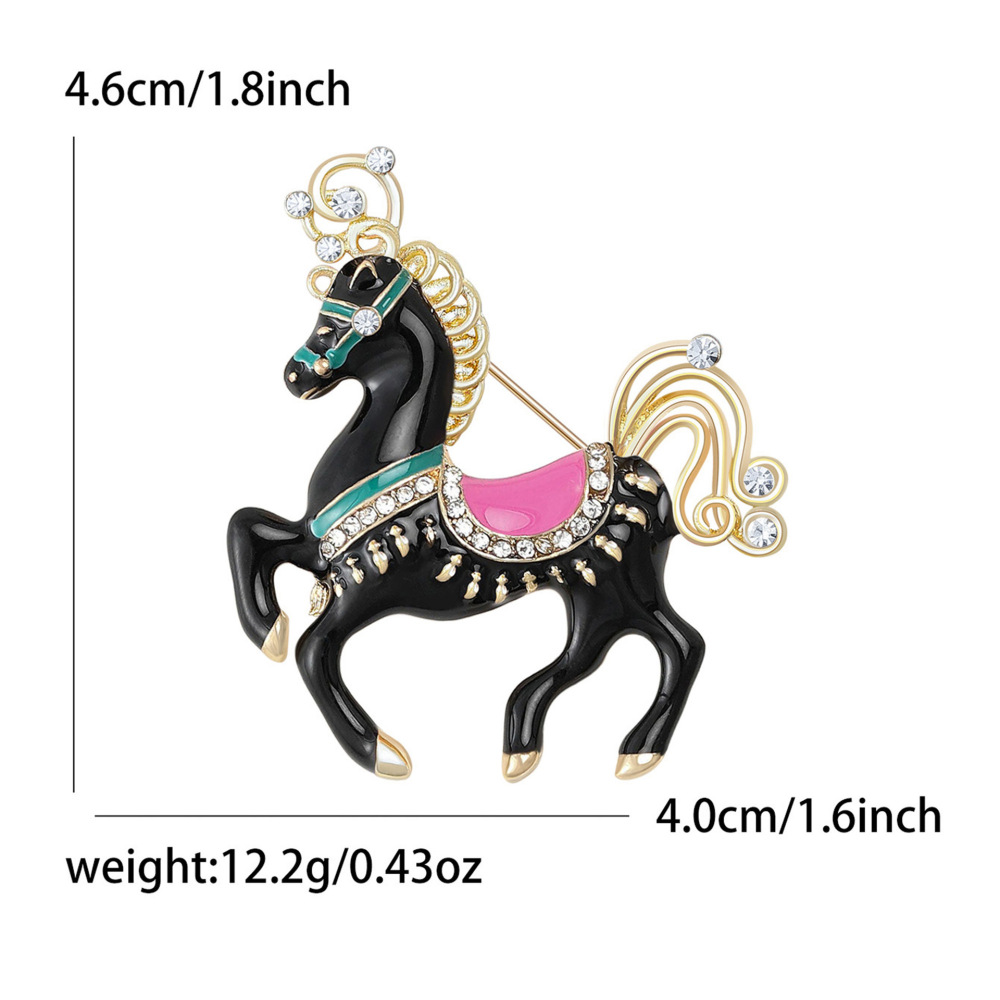 Broches De Luxe En Alliage Et Strass, Motif Poney Mignon 