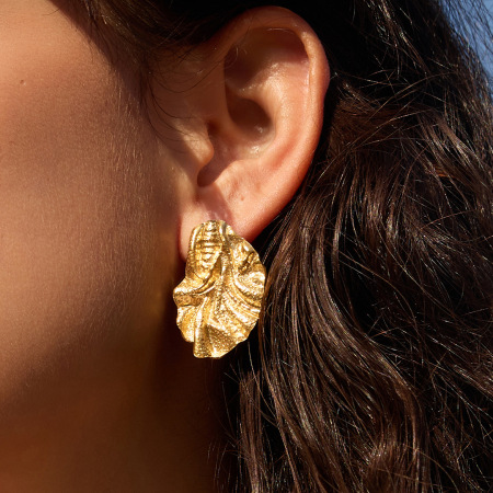 Boucles d'oreilles puces rétro en acier inoxydable, couleur or, étanches, forme irrégulière