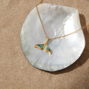 Colliers Pendentifs Pour Femmes En Forme De Poisson, Style Océan, En Acier Inoxydable Étanche Couleur Or Et Coquillage h5 Image5