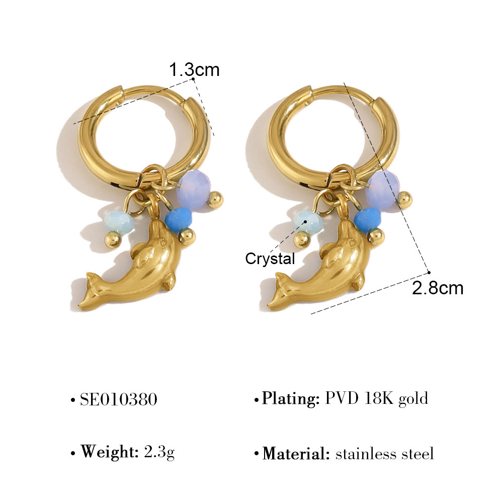Boucles D'Oreilles Pendantes Pour Femme, Style Océanique, En Acier Inoxydable Étanche, Couleur Or 
