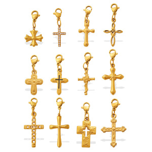 Pendentifs Daily Cross En Acier Inoxydable Étanche Couleur Or Avec Strass h5 Image4