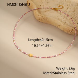 Colliers À Perles Pour Femmes, Collection Simple Series Daily Chain, En Acier Inoxydable, Couleur Or, Étanches h5