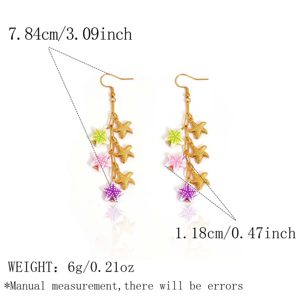 Boucles D'Oreilles Pour Femmes Simple Series Daily Starfish En Acier Inoxydable Étanche Couleur Or