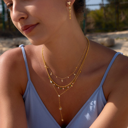 Colliers pendentifs pour femmes en acier inoxydable, couleur or, avec zircon et forme un cercle simple 2