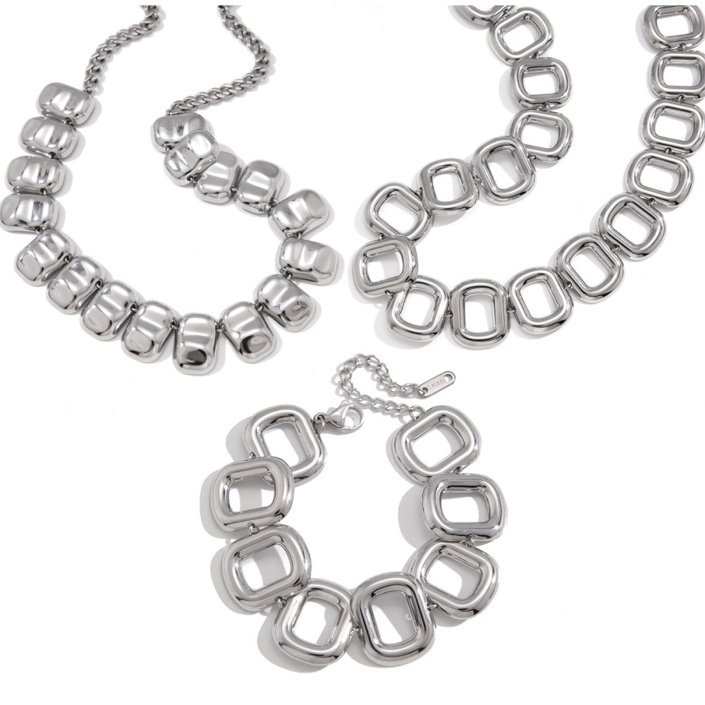 Ensembles De Colliers Pour Femmes Simple Series Punk Circle En Acier Inoxydable Étanche h5Image5