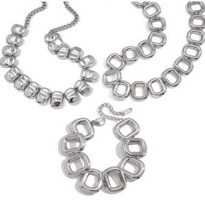 Ensembles De Colliers Pour Femmes Simple Series Punk Circle En Acier Inoxydable Étanche h5 Image5