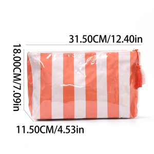 Trousses À Maquillage Pour Femmes En Pvc À Rayures Décontractées h5 Image5