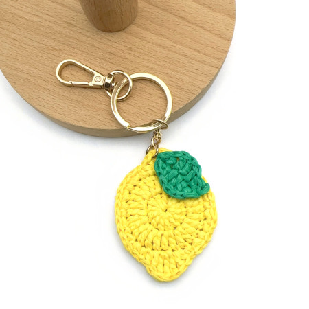 Porte-clés en raphia tressé, motif fruits du jour, collection Simple Series