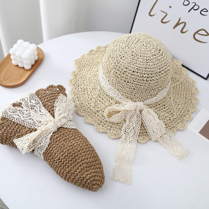 Chapeaux De Paille Pour Femmes En Raphia Uni, Ornés D'Un Nœud Papillon, Collection Romantique h5 Image3