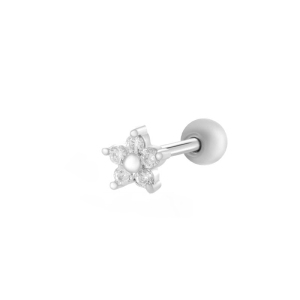 Boucles D'Oreilles Piercing Femme, Motif Fleur Simple, Étoile Et Lune, En Cuivre Et Zircon. h5 Image6