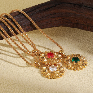 Colliers Pendentifs Rétro En Acier Inoxydable, Étanches, Couleur Or, Avec Zircon, Pour Femmes h5 Image2