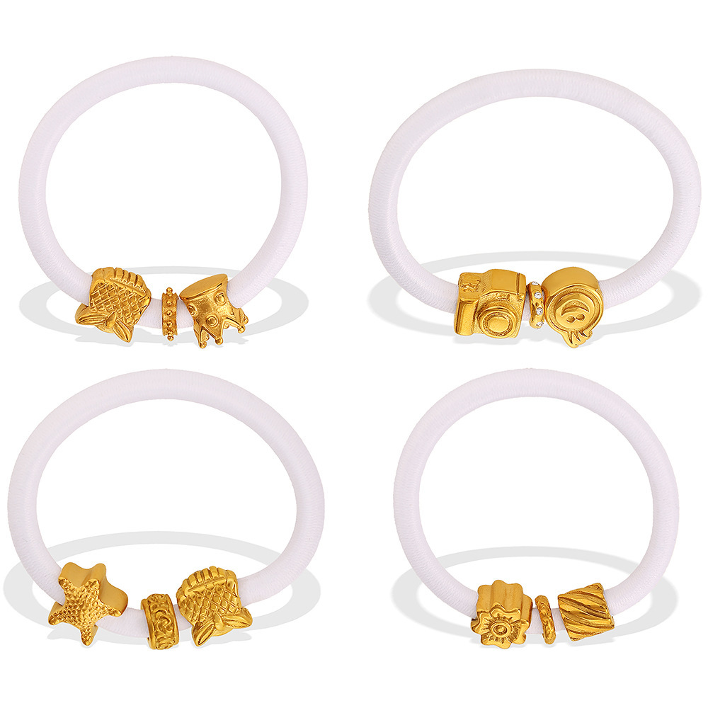 Chouchous Pour Femme En Acier Inoxydable Doré Orné De Strass, Forme Irrégulière Et Motif Floral Simple Image5