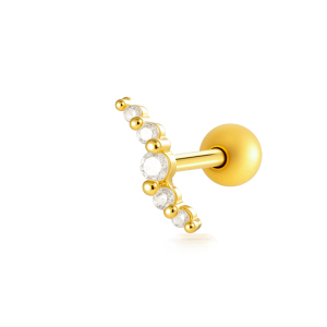 Boucles D'Oreilles Piercing Femme, Motif Fleur Simple En Forme De Cœur, Couleur Cuivre Doré Et Zircon. h5