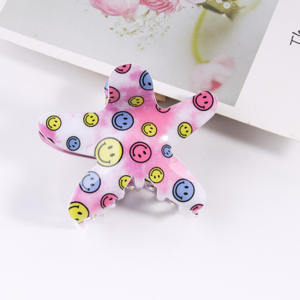 Pinces À Cheveux En Pvc, Motif Papillon Et Étoile De Mer Souriants, Style Océanique Mignon Et Simple 