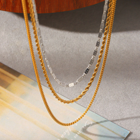 Colliers Superposés Pour Femmes, En Acier Inoxydable, Couleur Or, Étanches, De La Collection Simple Series Daily Chain 2