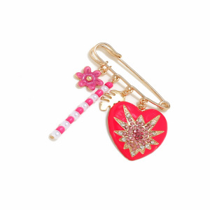 Broches En Alliage En Forme De Cœur Avec Fleurs Douces h5 Image4