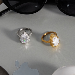 Bagues Pour Femmes En Acier Inoxydable Doré, Élégantes Et Imperméables, Serties De Zircon Et Ornées D'Une Goutte D'Eau, Collection Luxe. h5 Image4