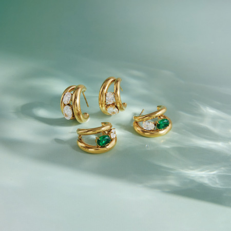 Boucles d'oreilles puces pour femmes, simples et rondes, en acier inoxydable, étanches, couleur or, avec zircon. 2