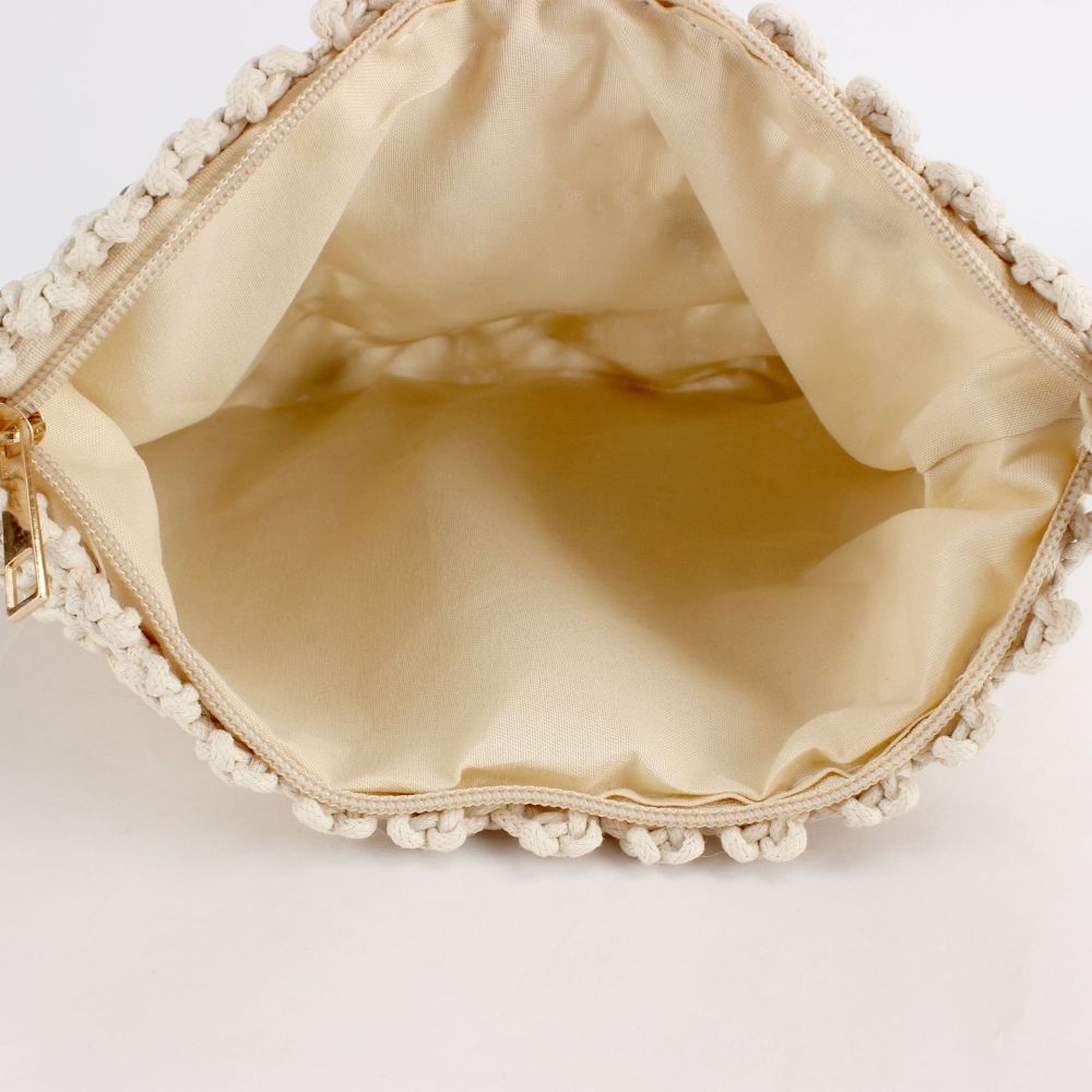 Sac À Main Pour Femme Style Décontracté, Orné De Pompons Tissés Et De Perles, En Corde Tressée. h5Image4