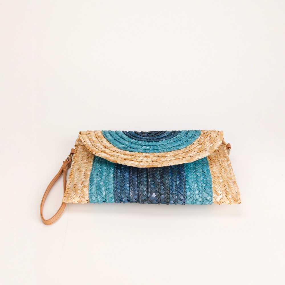 Sac Carré Femme En Raphia Tissé À Rayures Multicolores Style Vacances Image4