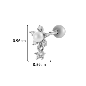 Boucles D'Oreilles Piercing Femme, Motif Fleur Simple, Étoile Et Papillon, Couleur Cuivre Doré Et Zircon. h5 Image2