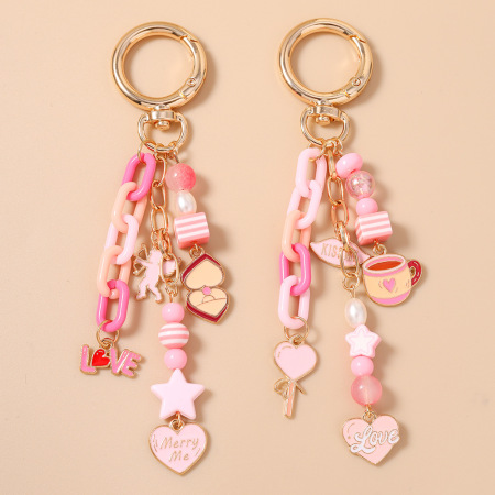 Collection Luxe Perles Cœur Doux Breloques Chaîne Étoile