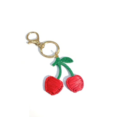 Porte-clés/breloques pour sac en raphia cerise mignonne de la série Simple 2
