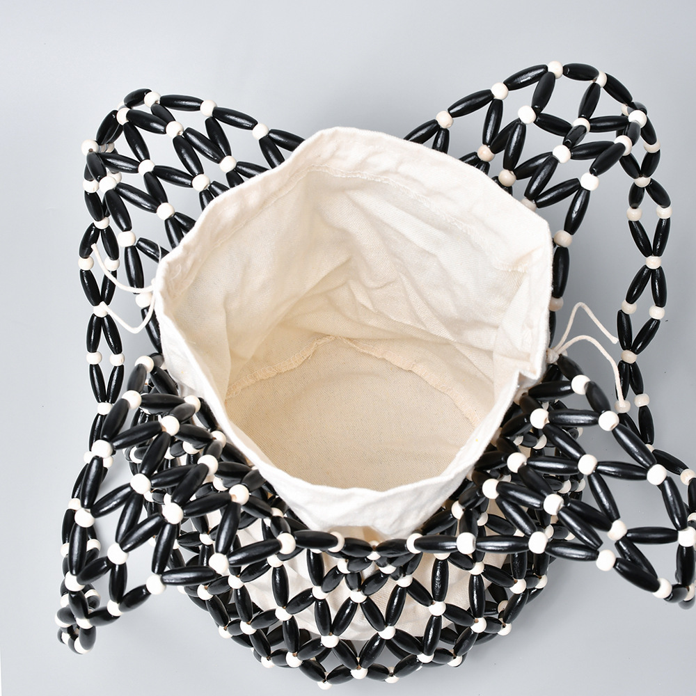 Sac Seau Femme En Bois Multicolore Ajouré Et Perles Tissées Style Vacances Image6
