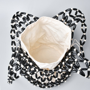 Sac Seau Femme En Bois Multicolore Ajouré Et Perles Tissées Style Vacances h5 Image6