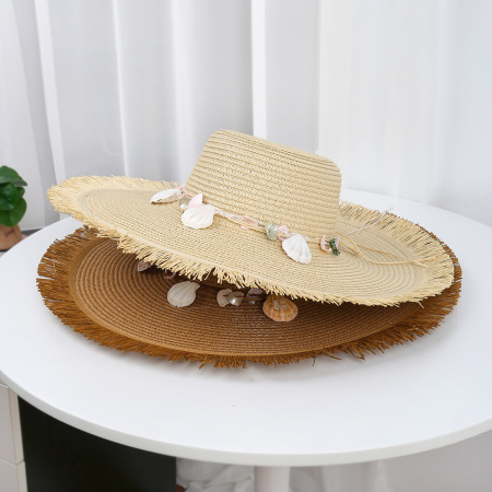 Chapeaux de paille pour femmes, style océanique, couleur unie, collection Simple Series Vacation, en raphia tissé.
