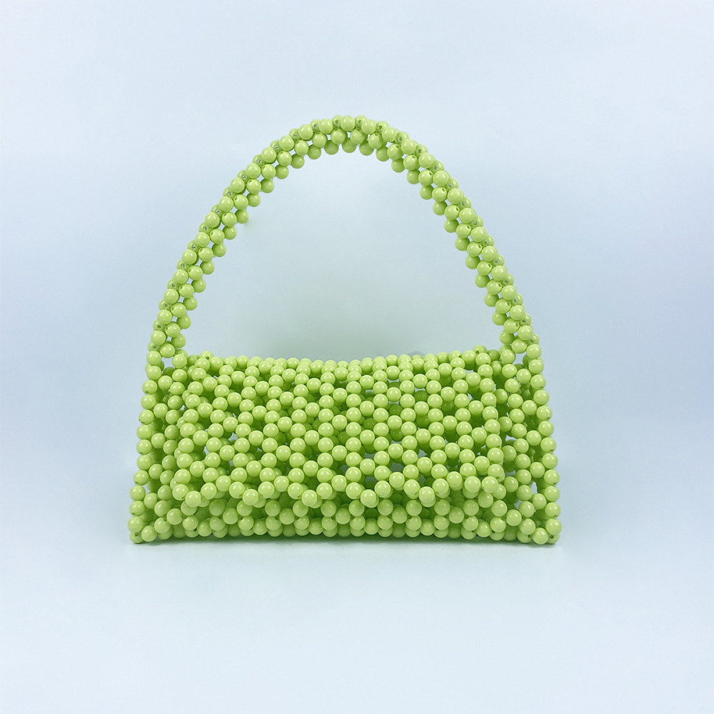 Sac Trapèze Pour Femme En Acrylique Ajouré, Orné De Perles Tissées De Style Y2K Et De Couleurs Unies. Image3