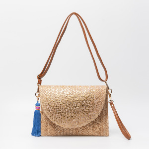 Sac Carré Pour Femme En Lin Tissé À Pompons Multicolores Style Vacances h5