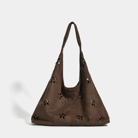 Sac cabas pour femme en velours uni, style bohème, sans fleurs, ajouré. 2