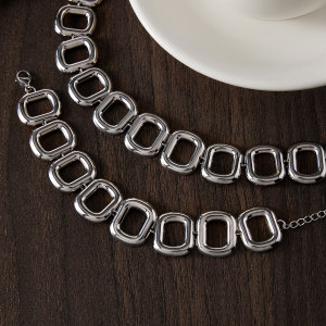 Ensembles De Colliers Pour Femmes Simple Series Punk Circle En Acier Inoxydable Étanche h5 Image2