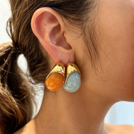 Boucles d'oreilles puces en résine pour femmes, collection rétro Classic Series Retro Droplet