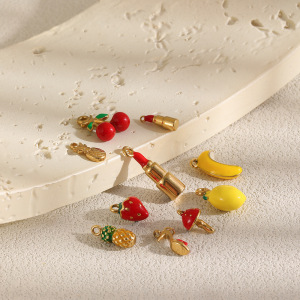 Pendentifs Pour Femmes En Acier Inoxydable, Couleur Or, Ornés De Jolis Fruits Émaillés. h5 Image3