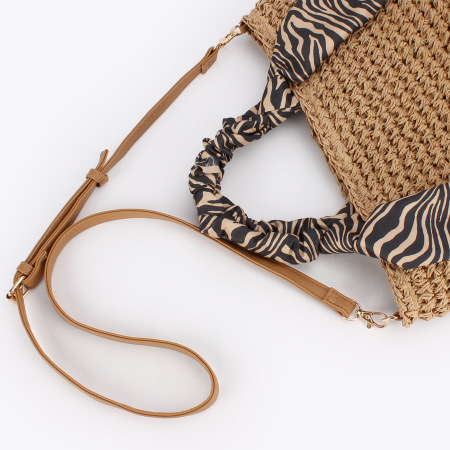 Sac carré en papier tissé à imprimé léopard style décontracté pour femme 2