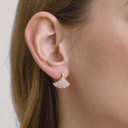 Boucles d'oreilles créoles simples en acier inoxydable, étanches, couleur or, avec strass, pour femmes
