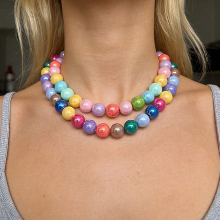 Colliers de perles pour femmes en résine de couleurs assorties, collection romantique Sweet Beads