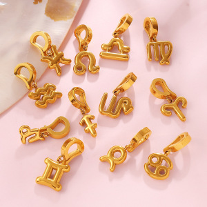 Pendentifs Pour Femmes, Simples Et Personnalisables, En Acier Inoxydable Étanche, Couleur Or, Avec Symboles Du Zodiaque. h5 Image3