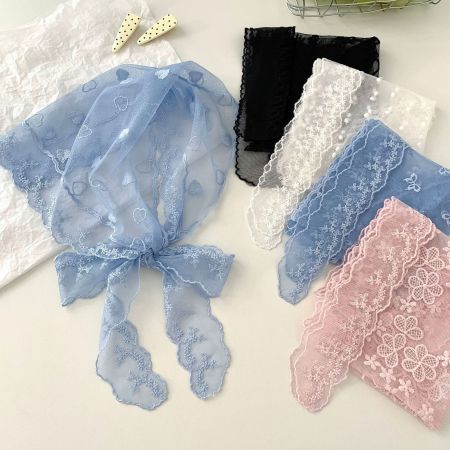 Écharpes d'été pour femmes en dentelle à fleurs douces, collection romantique