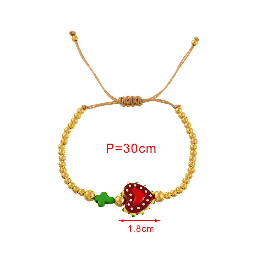 Bracelets Tressés Pour Femmes Sweet Ceramics Avec Perles En Cuivre En Forme De Cœur Image4