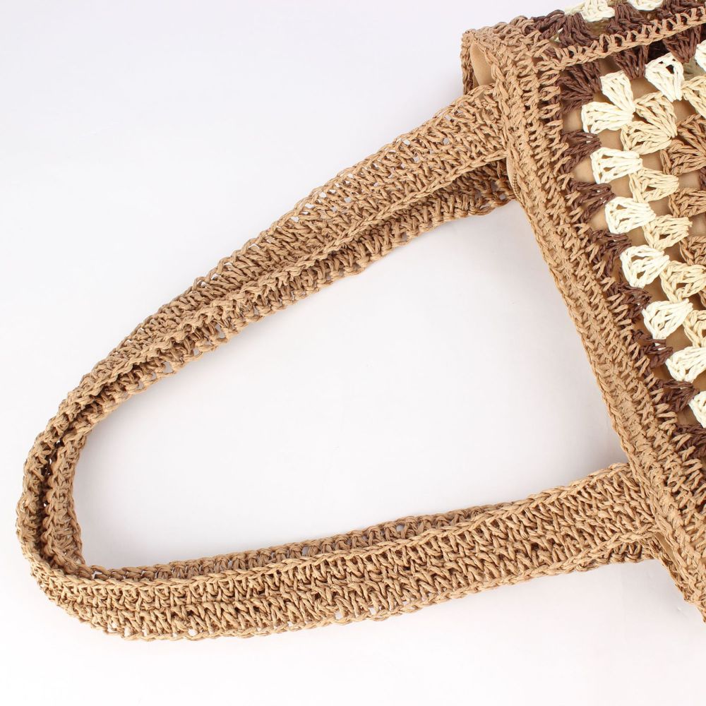 Sac Carré En Paille Tressée De Style Décontracté, De Couleur Et De Forme Géométrique, Pour Femme h5Image4