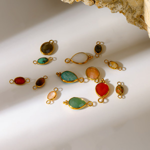 Pendentifs Pour Femmes En Pierre Naturelle De Couleur Or, Forme Elliptique Classique En Goutte D'Eau h5 Image3