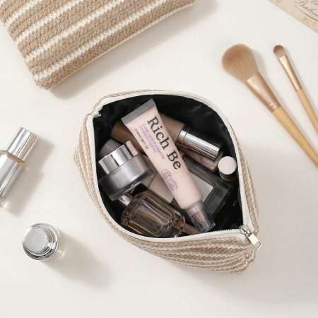 Trousses à maquillage tissées à rayures quotidiennes pour femmes de la collection Simple Series 2