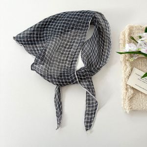 Écharpes D'Été Décontractées En Lin À Carreaux Pour Femmes De La Collection Simple Series h5