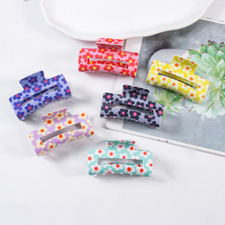 Pinces à cheveux en PVC de couleur mélangée, motif fleurs naturelles, série Simple